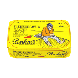 Portugalské pikantné filety atlantickej makrely v olivovom oleji 125g Pinhais