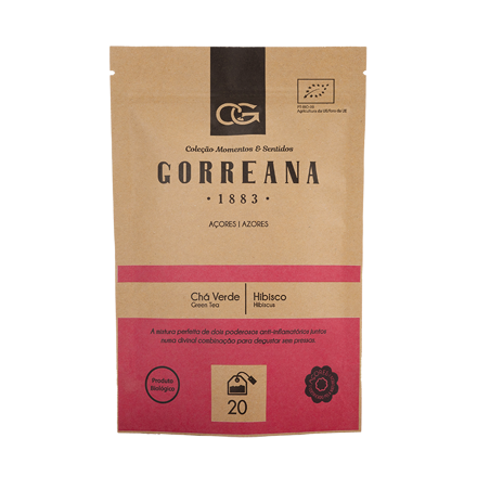 Zelený čaj z Azorských ostrovov s ibištekom vrecúškový 40g (20x2g) Gorreana