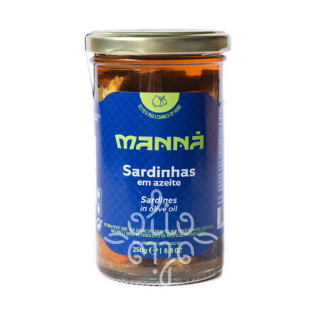 Portugalské sardinky v olivovom oleji 250g v skle MANNÁ