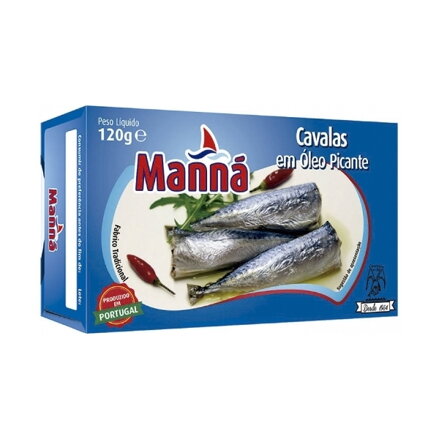 Portugalské makrelky pikantné v slnečnicovom oleji 120g Manná