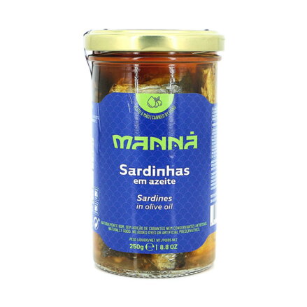 Portugalské sardinky v olivovom oleji 250g v skle MANNÁ