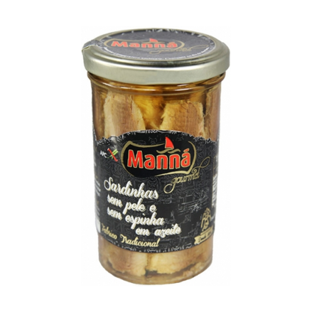 Portugalské sardinky bez kože a kostí v olivovom oleji 250g v skle MANNÁ
