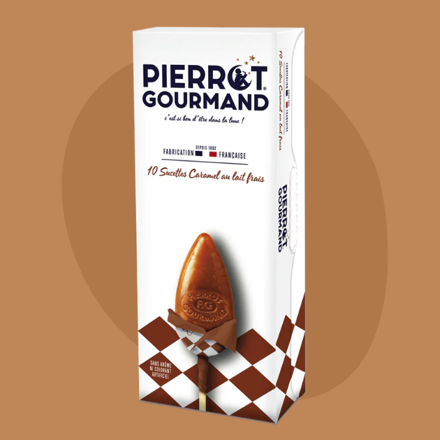 Lízanky z mliečneho karamelu (10 ks) v darčekovej krabičke 130g Pierrot Gourmand