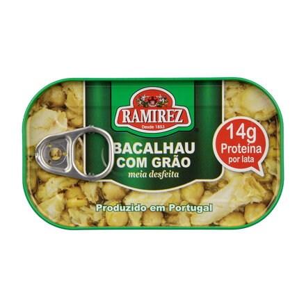 Portugalská treska Bacalhau s cícerom v extra panenskom olivovom oleji 120g Ramirez