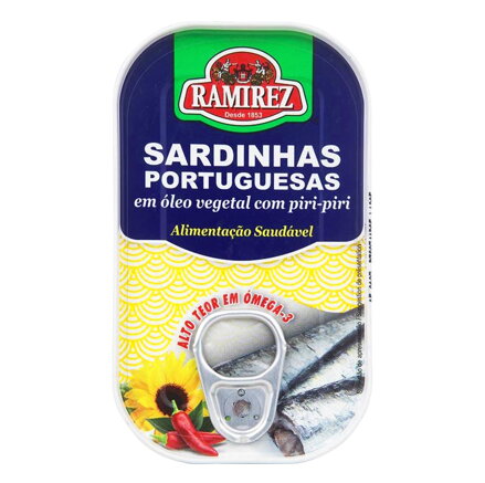 Portugalské sardinky v oleji s čili papričkou Piri-Piri 125g Ramirez