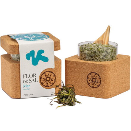 Kvety morskej soli Flor de Sal s morskými riasami v korku 50g Salmarim edícia Elements MAR (More)
