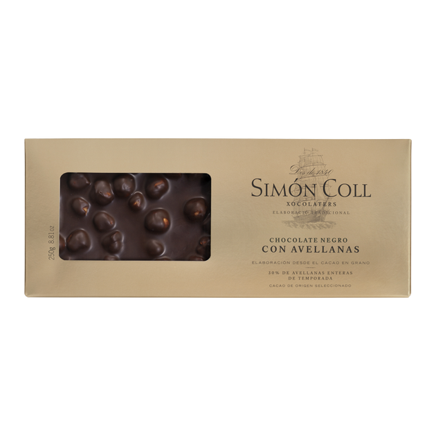 Turrón 70% horká čokoláda s celými lieskovcami 250g Simón Coll