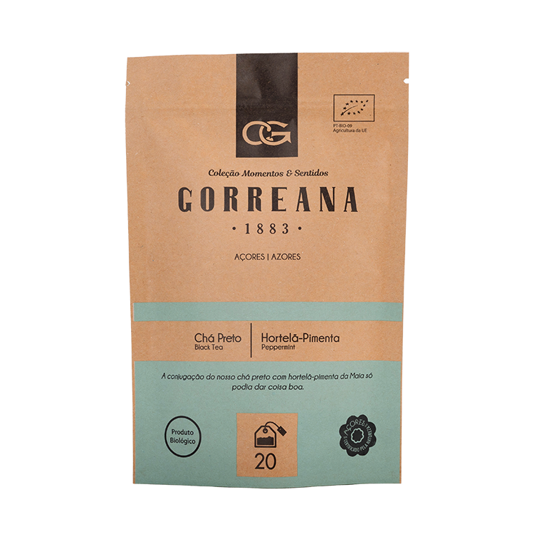 Čierny čaj z Azorských ostrovov s mätou piepornou vrecúškový 40g (20x2g) Gorreana