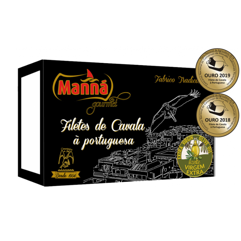 Filety makrely v extra panenskom olivovom oleji na portugalský spôsob 120g Manná Gourmet Filety makrely v extra panenskom olivovom oleji na portugalský spôsob 120g Manná Gourmet