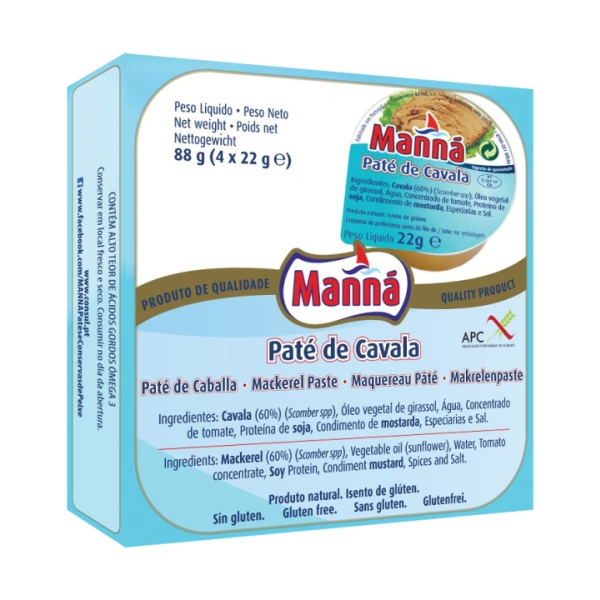 Makrelová paštéta 88g (balenie 4x22g) bezlepková Manná Makrelová paštéta 88g (balenie 4x22g) bezlepková Manná