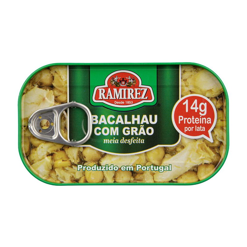 Portugalská treska Bacalhau s cícerom v extra panenskom olivovom oleji 120g Ramirez