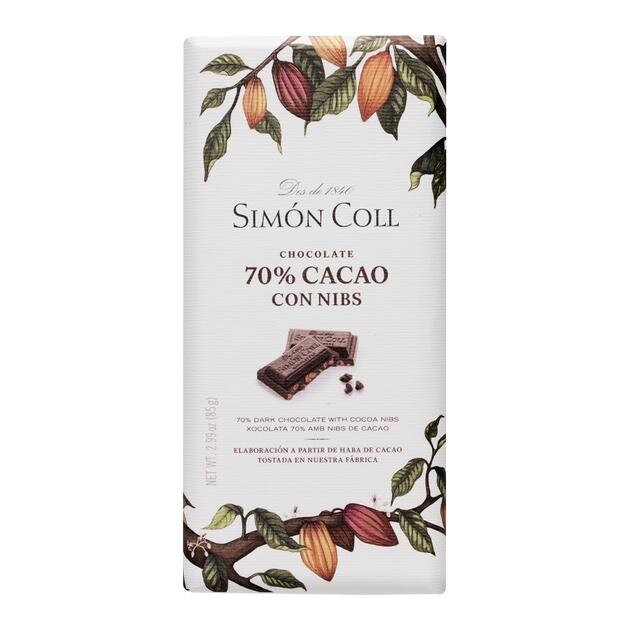 70% horká čokoláda s kúskami kakaových bôbov 85g Simón Coll