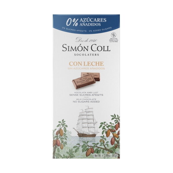 Mliečna čokoláda DIA (bez pridaného cukru) 85g Simón Coll Mliečna čokoláda DIA (bez pridaného cukru) 85g Simón Coll