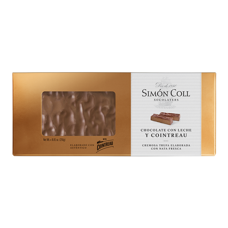 Turrón mliečna čokoláda s pomarančovým likérom Cointreau 250g Simón Coll Turrón mliečna čokoláda s pomarančovým likérom Cointreau 250g Simón Coll