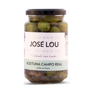 Zelené olivy Campo Real v náleve s cesnakom a bylinkami 355g José Lou