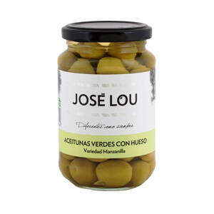 Zelené olivy odrody Manzanilla celé s kôstkou 370g José Lou 